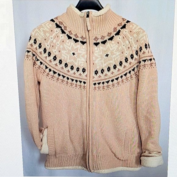 SUNICE STORMPACK WARM LINED CARDIGAN JACKET Sz M WOOL BLD YKK ZIP faux-sherling - Picture 1 of 11